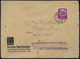 BERLIN O/ *17c 1937 (13.10.) 1K-Brücke Auf EF 40 Pf. Hindenbg., Vordr.-Bf.: D N B / Deutsches Nachrichtenbüro GmbH.. (Te - Andere