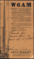 U.S.A. 1936 PP 1 C. Jefferson, Grün + Zudruck: QSL "W 6 AM"..Long Beach, Calif. (Funkantenne) + Zusatzfrankatur (anschri - Autres