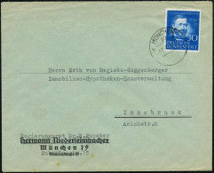 B.R.D. 1952 (17.12.) 30 Pf. Philipp Reis, EF , Klar Gest. (MÜNCHEN 22) Portorichtiger Ausl.-Bf. (Mi.161 EF + 65.- EUR) - - Other