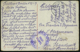 BERLIN SO/ *33g 1917 (28.1.) 1K-Brücke + Viol. 2K-HdN: KÖNIGL. PR. FERNSPR:-ERS.-ABT. TELEGR. BATL. Nr.1 + Hs. Abs., Col - Autres