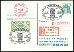 1000 BERLIN 12/ 25 JAHRE SENDER FREIES BERLIN/ VOLKSFEST 1979 (2.6.) SSt (Sender-Logo) + RZ: 1000 Berlin 12/m, Orts-R-Ka - Andere