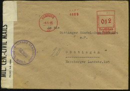 HAMBURG/ 37 1946 (4.1.) Aptierter AFS Francotyp "Hakenkreuz" = Entfernt U. Ohne Abs.-Klischee =  Text Entfernt + Viol. Z - Autres