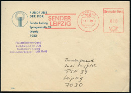 7022 LEIPZIG/ SENDER/ LEIPZIG 1989 (11.1.) AFS Postalia , Klar Gest., Dekorativer Vordruck-Bf.: RUNDFUNK DER DDR (Sender - Sonstige