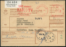 SCHWEDEN 1969 AFS: STOCKHOLM/LIC.1650/LÄS Röster I/RADIO-TV.. + Selbstbucher-Paketzettel: STOCKHOLM 27/Sveriges Radio, I - Sonstige