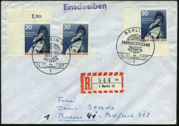 1 BERLIN 1971 (14.7.) 30 Pf. Internat. Funkausstellung, Reine MeF: 3 Stück (391 MeF, 2x Eckrand) + Passender ET-SSt = Gl - Sonstige