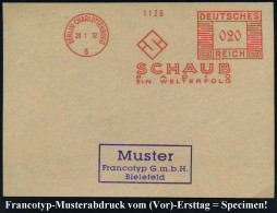 BERLIN-CHARLOTTENBURG/ 5/ SCHAUB/ RADIO/ EIN WELTERFOLG 1932 (29.1.) AFS-Musterabdruck Francotyp "Mäanderrechteck" (Firm - Other
