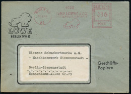 BERLIN NW/ 87/ LUDW.LOEWE & CO/ AG 1947 (17.4.) Seltener AFS Francotyp "Hochrechteck" = Firmen-Logo Löwe , Motivgl. Firm - Autres