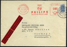(20a) HANNOVER 2/ PHILIPS/ DEUTSCHE PHILIPS GMBH 1955 (19.1.) AFS Francotyp 080 Pf. (Logo) + 2 Pf.NoB, Rs. Abs.-Vordruck - Autres
