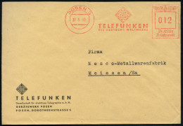 POSEN 3/ TELEFUNKEN/ DIE DEUTSCHE WELTMARKE 1941 (31.3.) Seltener AFS Francotyp = Firmen-Logo (= Auch Rüstungsbetrieb!)  - Sonstige