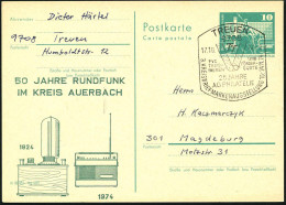 9708 TREUEN/ 3.KREISBRIEFM.AUSSTELLUNG 1974 (17.10.) SSt Auf PZD 10 Pf. Neptun: 50 JAHRE RUNDFUNK IM KREIS AUERBACH = Rö - Other