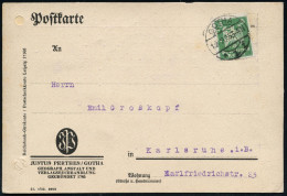 GOTHA/ *1f 1925 (12.9.) 1K-BrÜcke Auf EF 5 Pf. Adler Mit Firmenlochung "J P" = J (ustus) P(erthes), Firmen-Kt.: JUSTUS P - Geografía