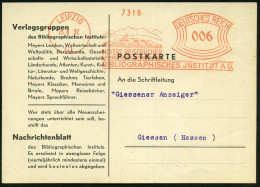 LEIPZIG/ C 1/ MEYERS REISEBÜCHER../ BIBLIOGRAPHISCHES INSTITUT AG 1932 (25.8.) AFS Francotyp (Berglandschaft) Firmen-Kt. - Geography