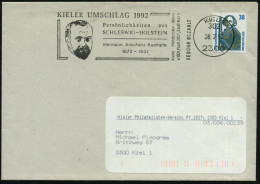 2300 KIEL 1/ 302/ GEBÜHR BEZAHLT/ ..Hermann Anschütz-Kaempfe/ 1872-1931.. 1992 (28.2.) Absenderstempel (VE) = Kopfbild D - Géographie