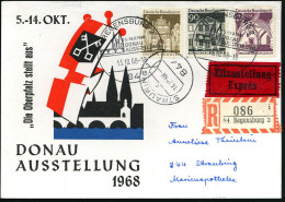 84 REGENSBURG 2/ DONAU/ AUSSTELLUNG 1968 (13.10.) SSt = Dom, Donau-Brücke 2x + RZ: 84 Regensburg 2/i, Ausst.-Sonder-Kt.: - Géographie