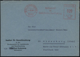 532 BAD GODESBERG 1/ Bundesanstalt/ Für/ Landeskunde U.Raumforschung 1963 (21.12.) AFS Auf Dienst-Bf.: Institut Für Raum - Geography