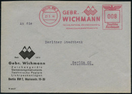 BERLIN NW7/ GEBR./ WICHMANN/ TECHN.PAPIERE, ZEICHENGERÄTE/ VERMESSUNGSINSTRUMENTE 1944 (25.5.) AFS Francotyp "Reichsadle - Geography