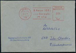 79 ULM 1/ II.Korps (GE)/ Bundeswehr 1975 (25.6.) AFS Postalia + 2L: Topographiebatterie 202/79 Ulm-Wilhelmsburg , Bundes - Geography