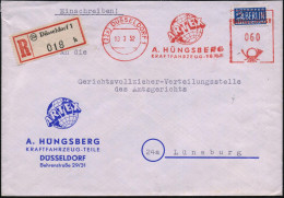 (22a) DÜSSELDORF 1/ ARTEX/ A.HÜNGSBERG/ KRAFTFAHRZEUG-TEILE 1952 (13.3.) AFS Postalia 060 Pf. = Globus Auf 2 Pf. NoB (=  - Geography