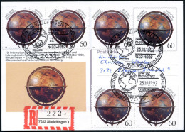 7032 SINDELFINGEN 1/ 500 Jahre Amerika/ 500 Jahre Globus.. 1992 (23.10.) SSt = Globus 3x Auf Sonder-P 60 Pf. Erdglobus V - Geography