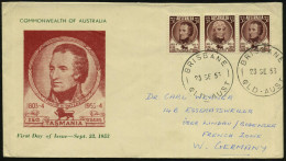 AUSTRALIEN 1953 (23.9.) "150. Jahrestag 1. Niederlassung Auf Tasmanien", 2x 3 1/2 P. W. Paterson U. 1x 3 1/2 P. D. Colli - Geographie