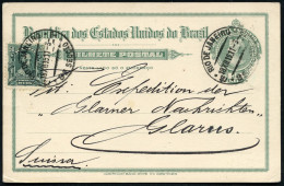 BRASILIEN 1912 (Dez.) Amtl. P 50 Rs. Frauenkopf, Grün + 50 Rs. Alvares  C A B R A L   = Entdecker Brasiliens , Klar Gest - Aardrijkskunde
