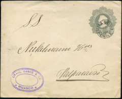 CHILE 1911 (24.7.) 5 C. U "Columbus"-Zierrahmen, Grau , 2K: HUASCO , Klar Gest. Inl.-Bf. N.Valparaiso (AS) (HG.U 19) - C - Christophe Colomb