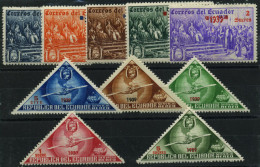 ECUADOR 1939 Columbus-Ausgabe, 4 Werte Columbus Vor Königin Isabelle, 5 Flp.-Werte Mit Caravelle "Sta. Maria" (u. Dornie - Christophe Colomb