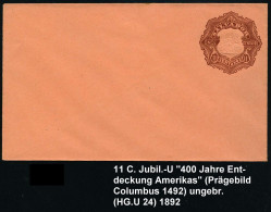 EL SALVADOR 1892 11 C. Jubil.-U ,braun: "400 Jahre Columbus-Landung" + Blind-Prägefeld: Columbus Pflanzt Flagge Auf, Ung - Christophe Colomb