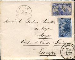 U.S.A. 1894 (29.3.) 1 C. U. 4 C. "400 Jahre Entdeckung Amerikas, Chr. Columbus", Satzreine Frankatur , Sauber Gest. Über - Christopher Columbus