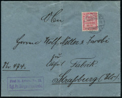 ST.JOHANN/ *(SAAR)2/ C 1903 (22.5.) 1K-Gitter Auf EF 10 Pf. Dienst + Viol. Ra.2: Frei Lt. Avers. No. 21./Kgl. Pr. Bergwe - Autres & Non Classés
