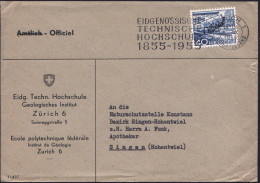 SCHWEIZ 1955 (6.10.) MWSt: ZÜRICH 1/EIDENÖSS./TECHN./HOCHSCHULE/1855-1955 Auf EF 40 C.Dienst ,Dienst-Bf.: Eidg.Techn. Ho - Andere & Zonder Classificatie