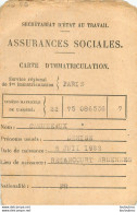 ASSURANCES SOCIALES SECRETARIAT D'ETAT AU TRAVAIL CAMUZEAUX DENISE  NEE A REMAUCOURT 1945 - 1939-45