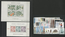 MONACO ANNEE COMPLETE 1991 COTE 143 € NEUFS ** (MNH) N° 1753 à 1809 Soit 57 Timbres Dont Blocs N° 53 + 54. TB - Full Years