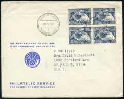 NIEDERLANDE 1953 (20.5.) 10 C. "50 Jahre Staatskohleminen Limburg", Reine MeF: 4er-Block = Bergmann Vor Ort , 1K: 's GRA - Other & Unclassified