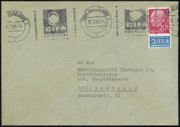 (22a) DÜSSELDORF 1/ B/ GIFA.. 1956 (31.3.) Band-MaWSt = Gießerei-Fachausstellung Auf EF 20Pf.  Heuss + 2 Pf. NoB =  L E  - Andere & Zonder Classificatie