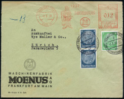 FRANKFURT (MAIN)/ WEST 13/ MOENUS 1939 (2.3.) AFS Francotyp 012 Pf. (Firmen-Logo) U. Maschine + Zusatz-Frankatur Hindenb - Autres & Non Classés