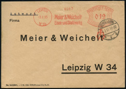 LEIPZIG/ W 34/ Meier & Weichelt/ Eisen-u.Stahlwerke 1933 (3.2.) AFS Francotyp + Aufgabe-1K-Brücke: LUDWIGSBURG/* 1 A Auf - Other & Unclassified