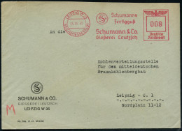 LEIPZIG W 35/ REICHSMESSESTADT/ Schumanns/ Fertigguß.. 1941 (14.11.) AFS Francotyp (Monogr.-Logo) Motivgl. Firmen-Bf. (D - Other & Unclassified