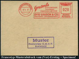 MAGDEBURG-BUCKAU/ GrunonCo/ STAHLFORMGUSS..OTTO GRUSON & CO.. 1937 (5.4.) AFS-Musterabdruck Francotyp "Reichsadler" , Gl - Autres & Non Classés