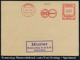 UNTERLÜSS/ RHEIN/ METALL/ BORSIG 1938 (19.9.) AFS-Musterabdruck Francotyp "Hakenkreuz" , Glasklar Gest. Francotyp-Muster - Sonstige & Ohne Zuordnung