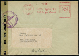 VÖLKLINGEN/ (SAAR)/ Röchlingwerke.. 1946 (16.7.) Seltener, Aptierter AFS Francotyp Hakenkreuz + "Deutsches Reich" Entfer - Autres & Non Classés