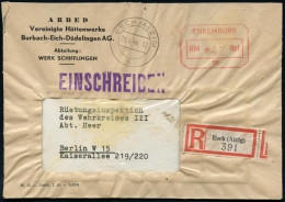 DT.BES.LUXEMBURG 1944 (28.4.) Seltener AFS Hasler Ohne Ort U. Text: LUXEMBURG/111 = ARBED-Hüttenwerke + 2K-Steg: ESCH (A - Other & Unclassified