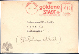 BERLIN SW68/ DIE/ Goldene/ STADT/ UfA/ EIN VEIT HARLAN-FARBFILM.. 1943 (14.1.) Seltener AFS Francotyp = Anti-semitischer - Autres & Non Classés