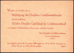 HANAU/ Einweihung Des/ Deutsches Goldschmiedehauses.. 1942 (18.10.) SSt (Stadtwappen) Auf Sonder-P 6 Pf.+ 4 Pf. "Deutsch - Autres & Non Classés