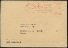 PFORZHEIM 1/ BADER/ ..Größtes Haus D.Goldstadt.. 1940 (10.9.) AFS Francotyp "Reichsadler" (Logo) Klar Gest. Firmen-Fern- - Sonstige & Ohne Zuordnung