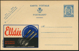 BELGIEN 1941 50 C. Reklame-P . Wappenlöwe, Blau: Elldée..COUVERTS..D'ARGENT = 3 Silberlöffel , Ungebr. (Mi.P 210 A I / 5 - Andere & Zonder Classificatie