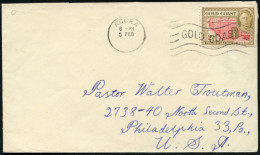 GOLDKÜSTE 1948 (5.2.) 2 1/2 P. "Landkarte Goldküste", MaWellenSt: ACCRA/ G O L D  COAST Klar A. Übersee-Bf.  (Mi.124, EF - Otros & Sin Clasificación