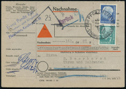 (17a) PFORZHEIM/ SCHMUCK U.UHREN 1957 (17.4.) HWSt (Wappen) Auf Heuss 7 Pf. U. 40 Pf. = Inl.-NN-Tarif, Viol. 1L: Zurück  - Other & Unclassified