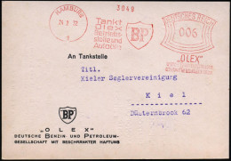 HAMBURG/ 1/ Tankt/ Olex/ Betriebs-/ Stoffe../ "BP".."OLEX" 1932 (24.2.) AFS Francotyp= BP-Logo = Entworfen Von R. Loewy! - Pétrole