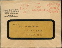 HAMBURG/ 36/ D.A.P.G./ Abteilung Für Schmieröl 1933 (27.1.) AFS Francotyp Klar Auf Firmen-Bf.: Deutsch-Amerikanische Pet - Pétrole